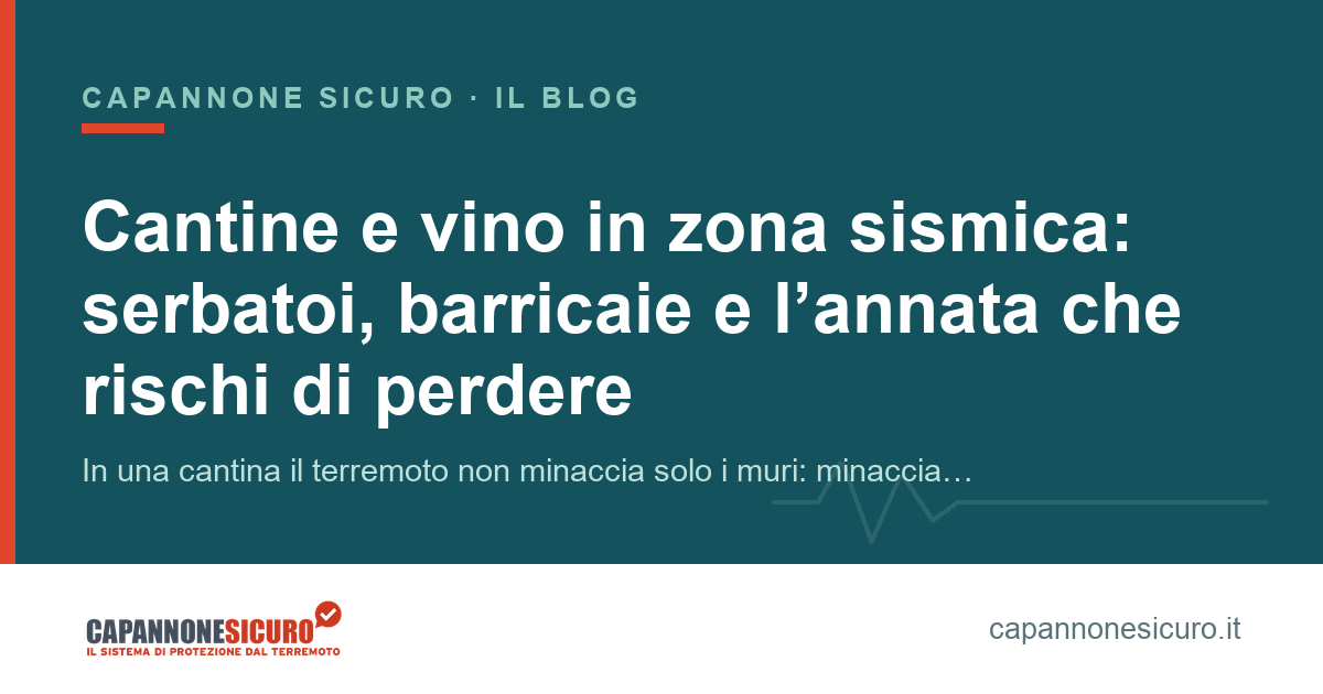 Cantine e vino in zona sismica: serbatoi, barricaie e l’annata che rischi di perdere